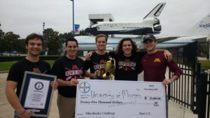 U of MN Alka-Rocket Challenge winning team photo